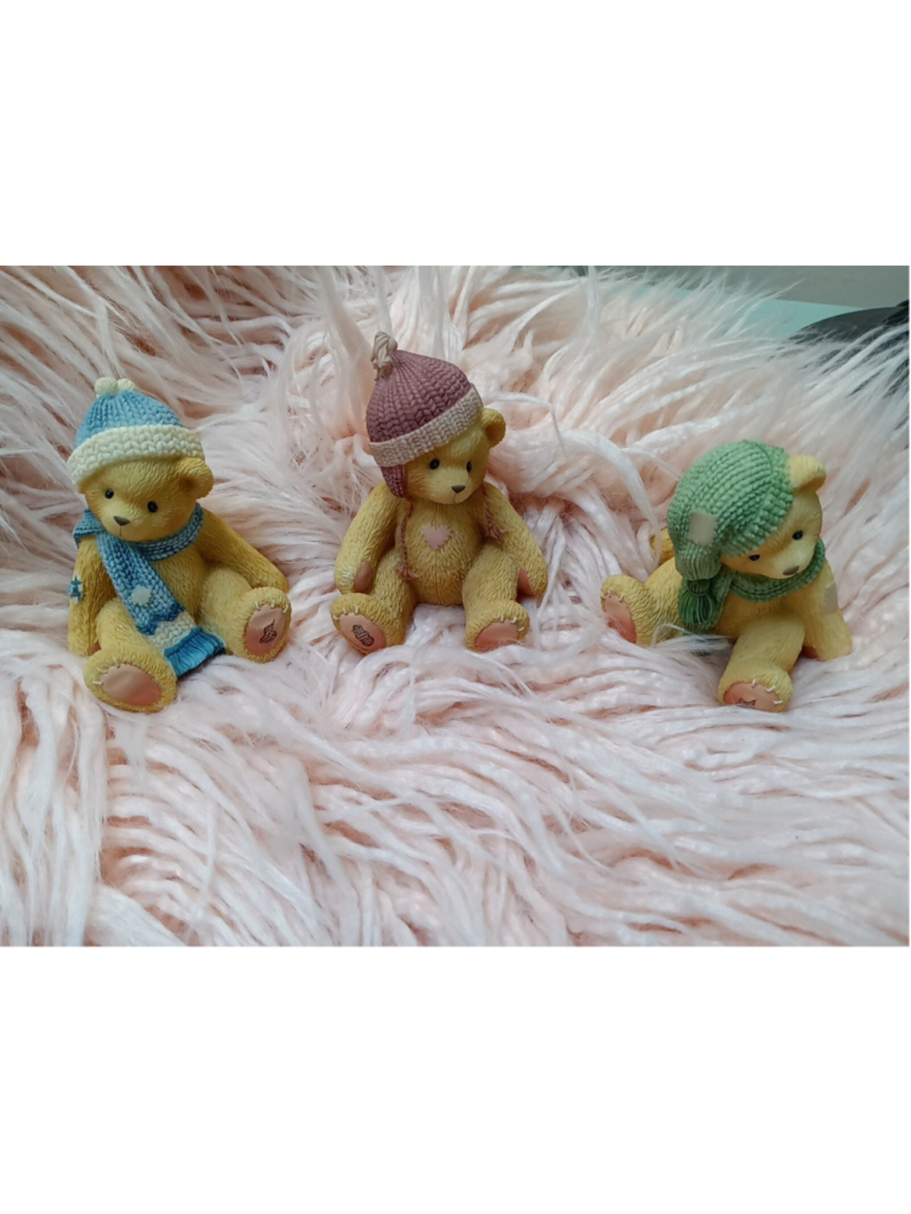 Cherished Teddies Meredith Anne Nikki Bundle of 3 Bear Winter Hat & Scarves 1999